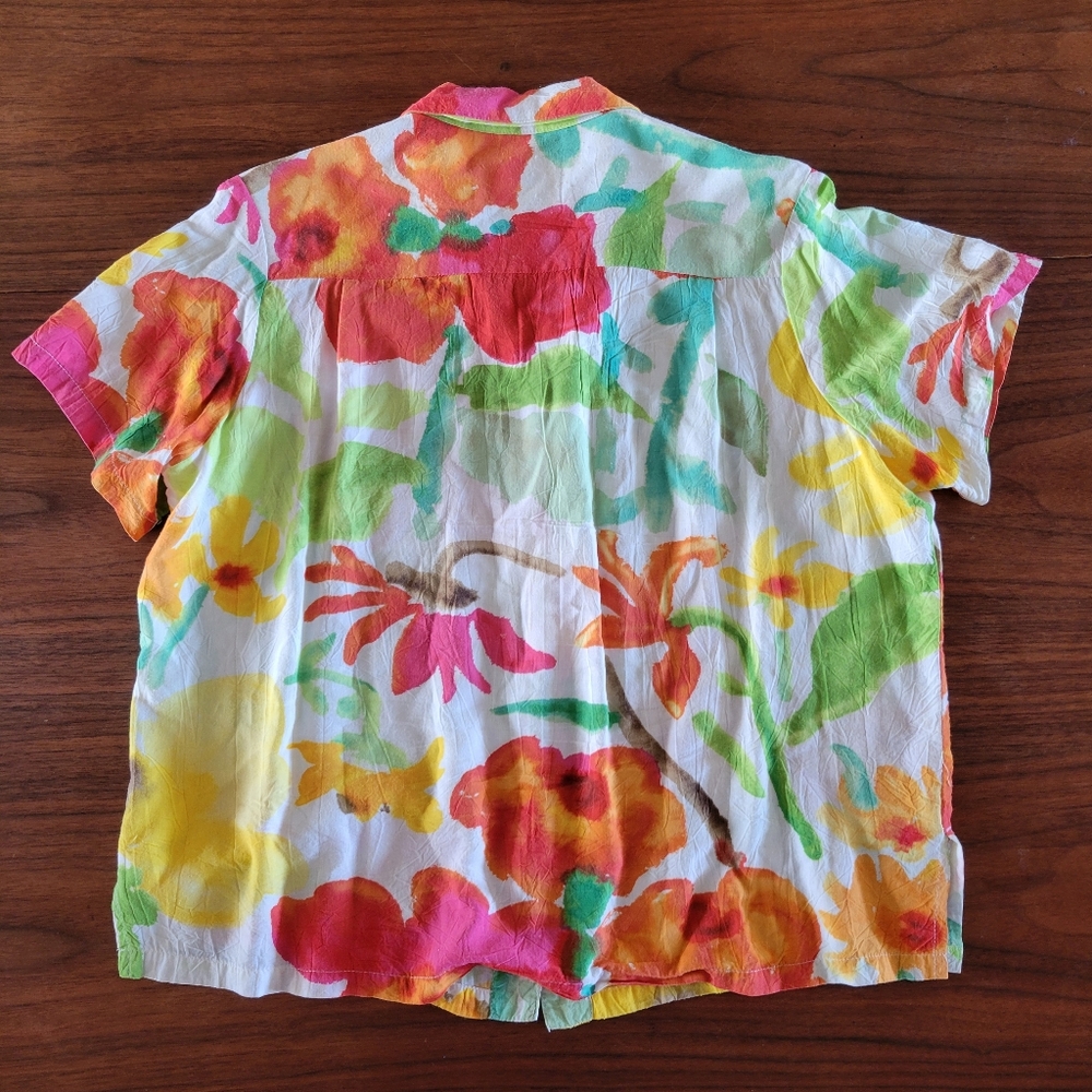 Jams World Top Pants Set Button Shirt Wide Leg Colorful Floral Farkas Womens L - Picture 5 of 12